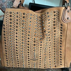 COACH large brown studded bag !  Worn maybe 3xs
